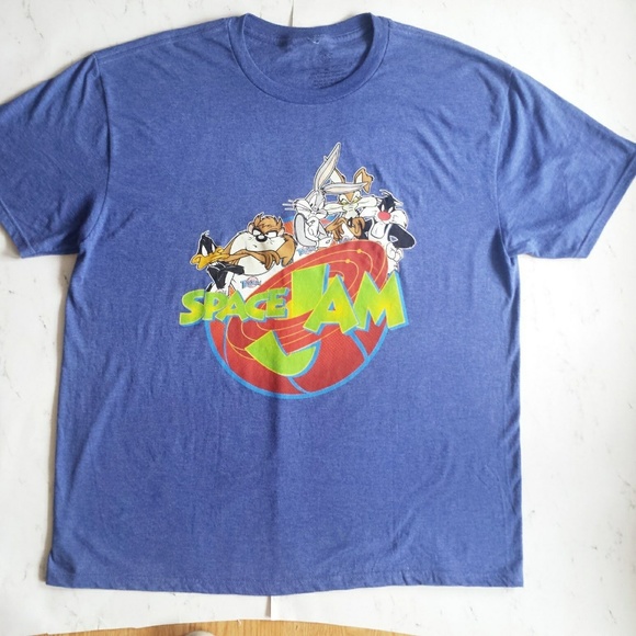 Mens Adult XL Space Jam Tee Shirt Blue Bugs Bunny - Picture 2 of 4